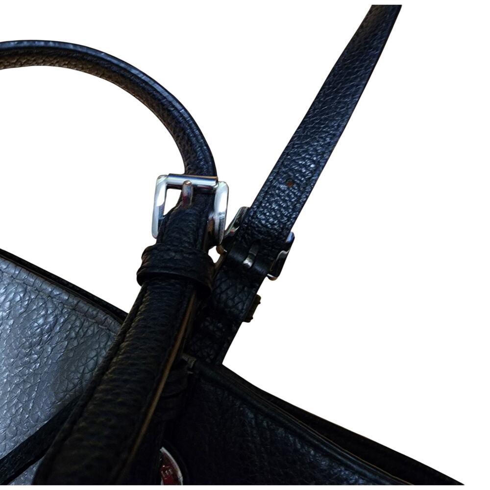 Michael Kors Jet Set Large Leather Tote Black Gray Pebbled Silver Accent 14x11x5 - Picture 12 of 16